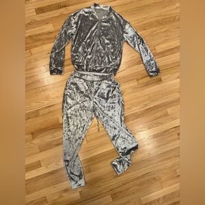 silver suede  tracksuit